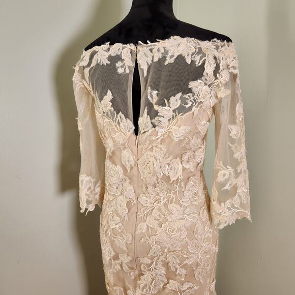 MONTAGE NWT by Mon Cheri Lace Trumpet Nude Gown, Size 12 - Picture 12 of 16